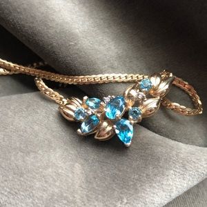 14k diamond and Swiss topaz necklace